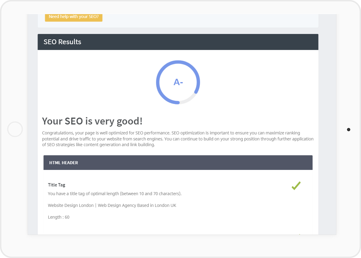 seo reporting screenshot